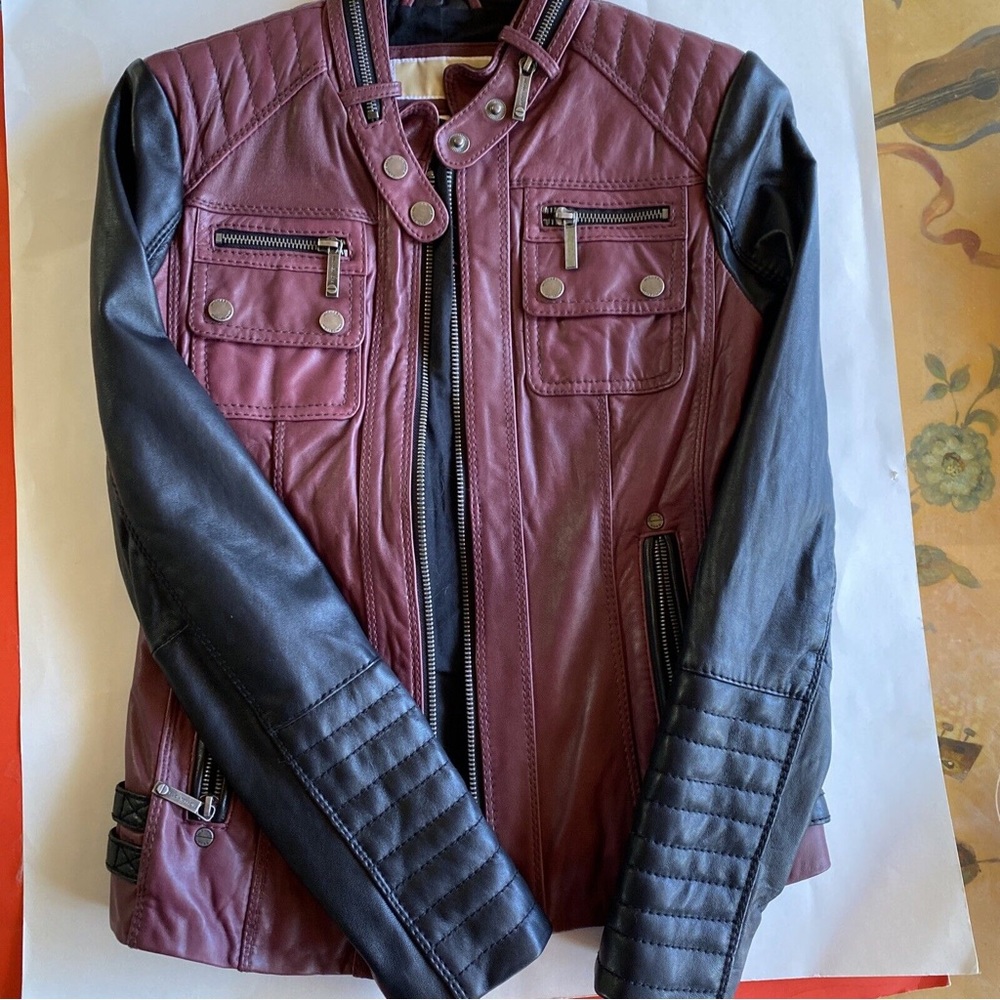 Michael Kors burgundy leather jacket